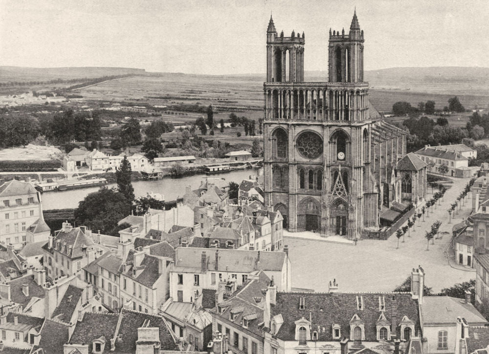 FRANCE. Vue générale de Mantes 1902 old antique vintage print picture